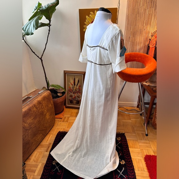 70s Vintage Gauzy Cotton Summer Maxi Dress - Picture 5 of 6